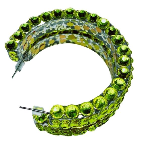 Elegant Citrine Rhinestone Hoops - Picture 3 of 3